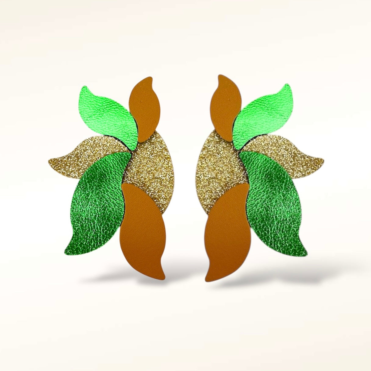 Boucles d'oreilles en cuir Flora Bicolore Glitter