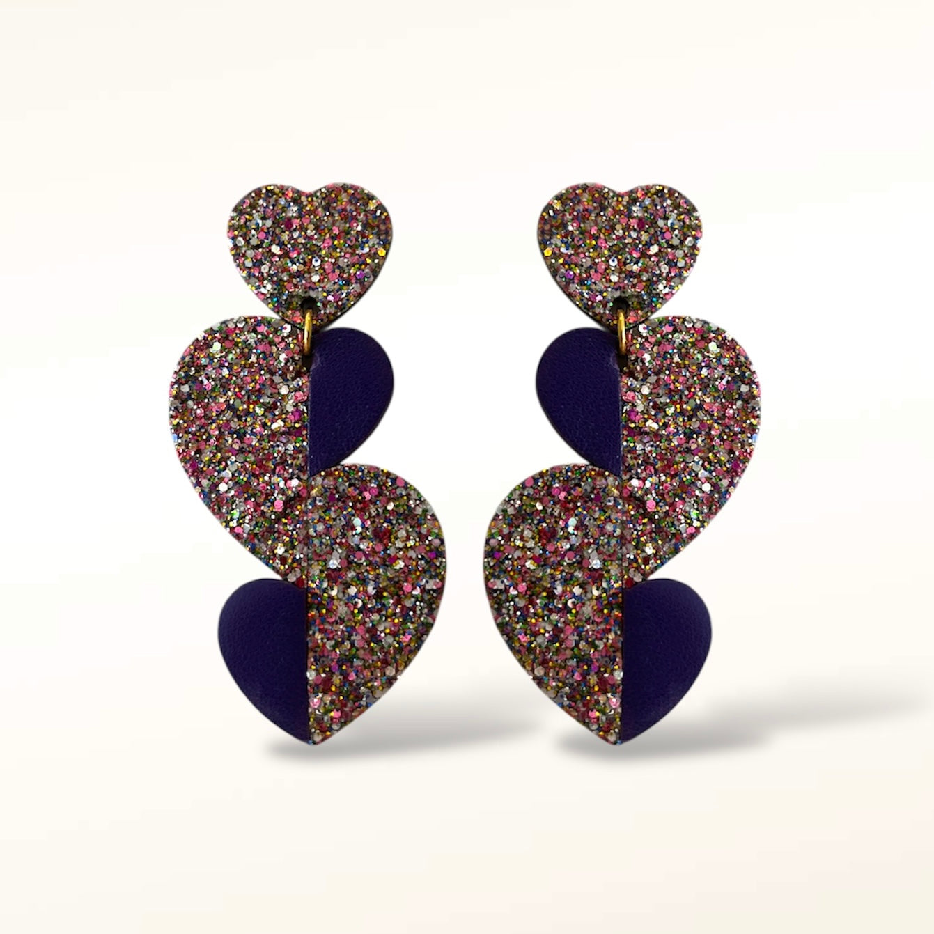 Boucles d'oreilles en cuir Pop Love Glitter