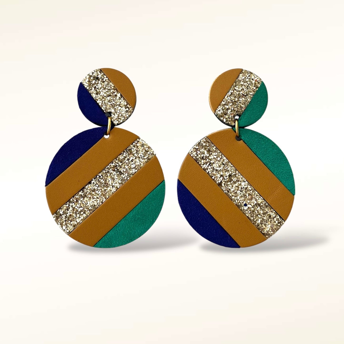 Boucles d'oreilles en cuir Rainbow Glitter (attaches)