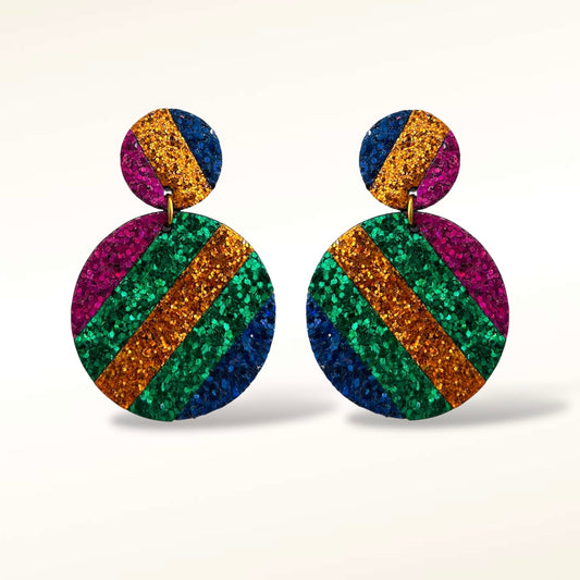 Boucles d'oreilles en cuir Rainbow Glitter (attaches)