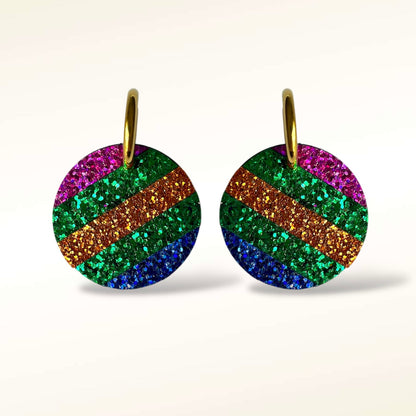 Boucles d'oreilles en cuir Rainbow Glitter (créoles)