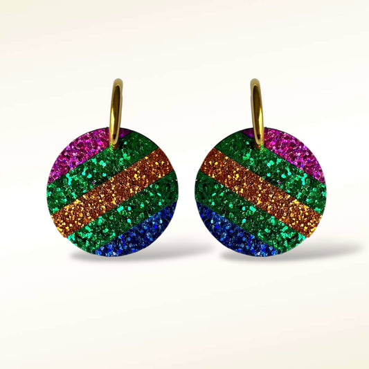 Boucles d'oreilles en cuir Rainbow Glitter (créoles)