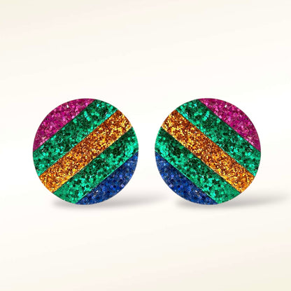 Boucles d'oreilles en cuir Rainbow Glitter