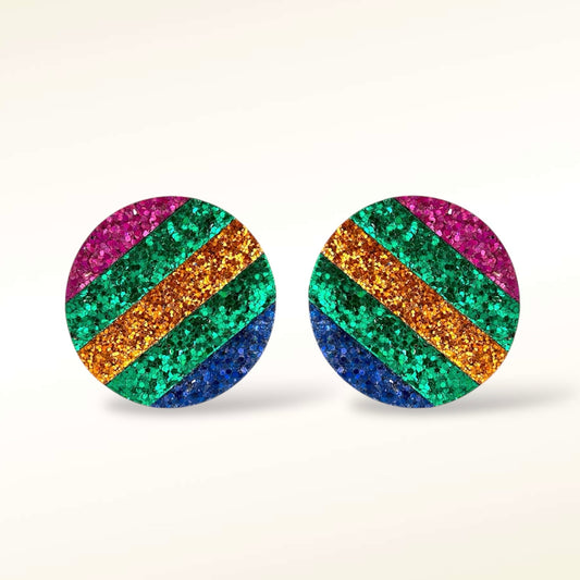 Boucles d'oreilles en cuir Rainbow Glitter