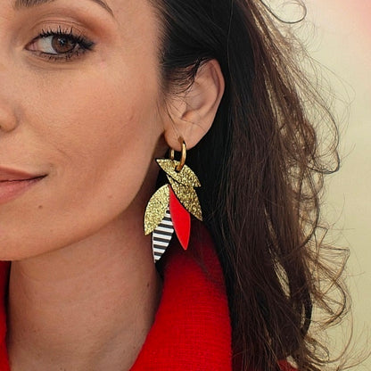Boucles d'oreilles en cuir Sunrise (Créoles)