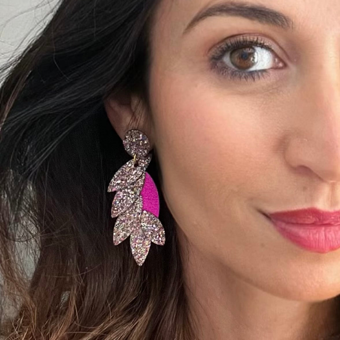 Boucles d’oreilles en cuir Colibri Glitter