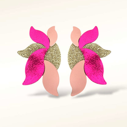 Boucles d'oreilles en cuir Flora Bicolore Glitter