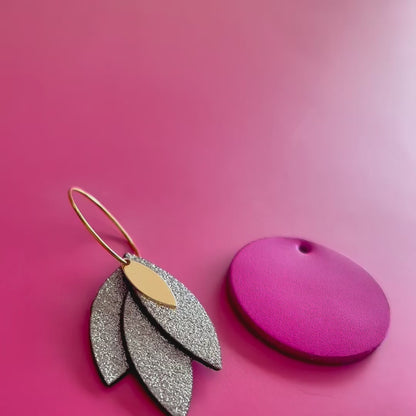 Boucles d'oreilles en cuir Soleïa(Réversibles 4 en 1)