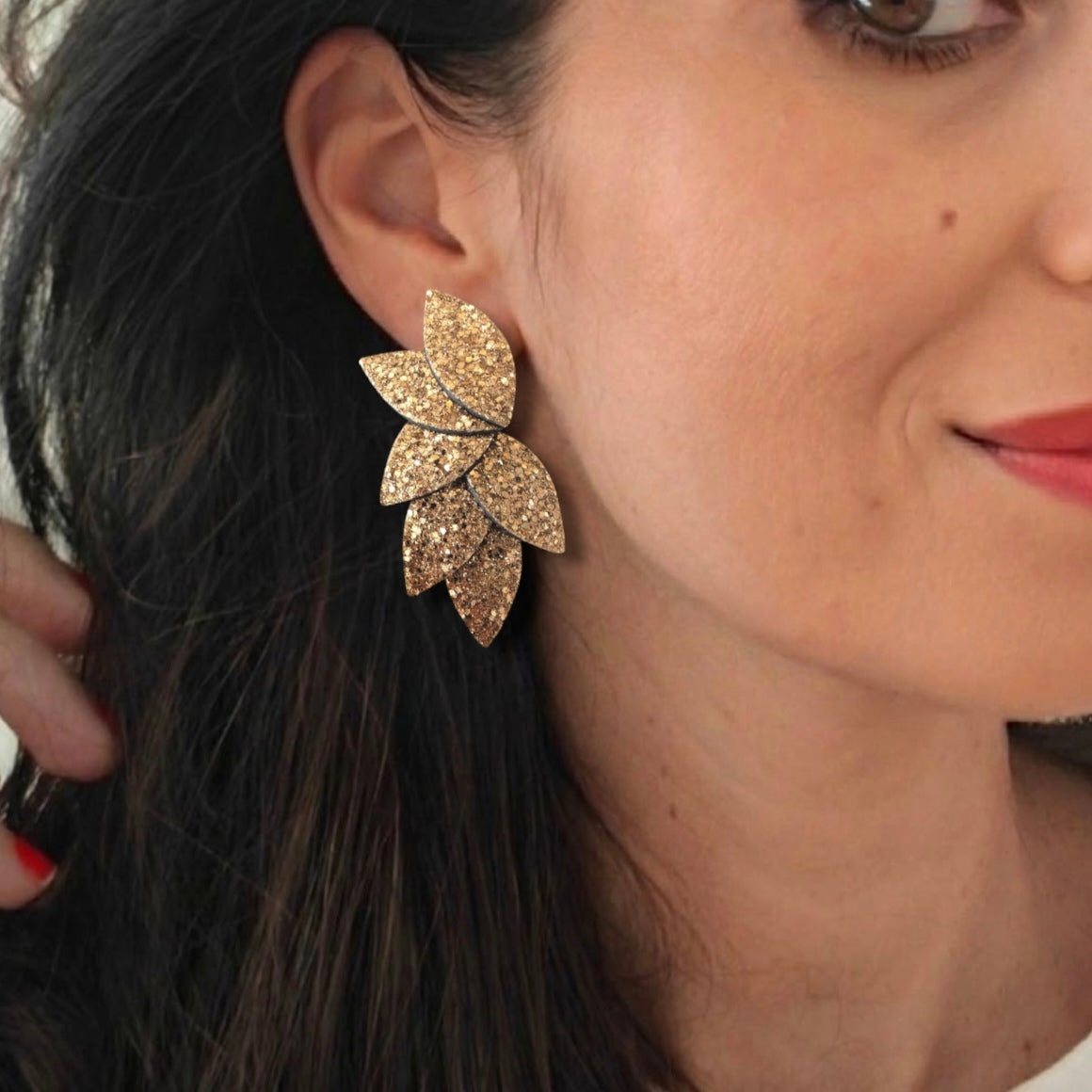 Boucles d'oreilles en cuir Dahlia XL Glitter