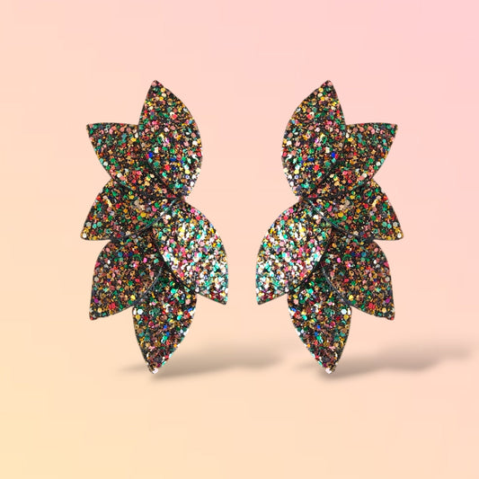 Boucles d'oreilles en cuir Dahlia XL Glitter