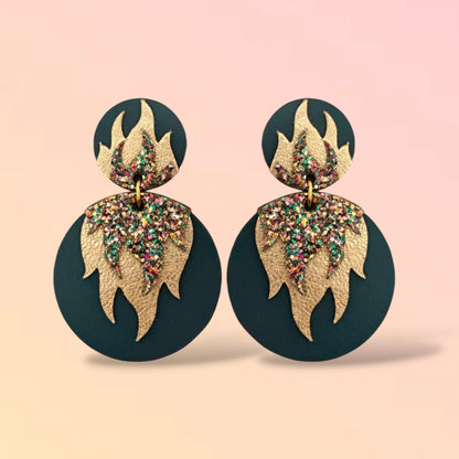 Boucles d'oreilles en cuir Chili Pepper Glitter